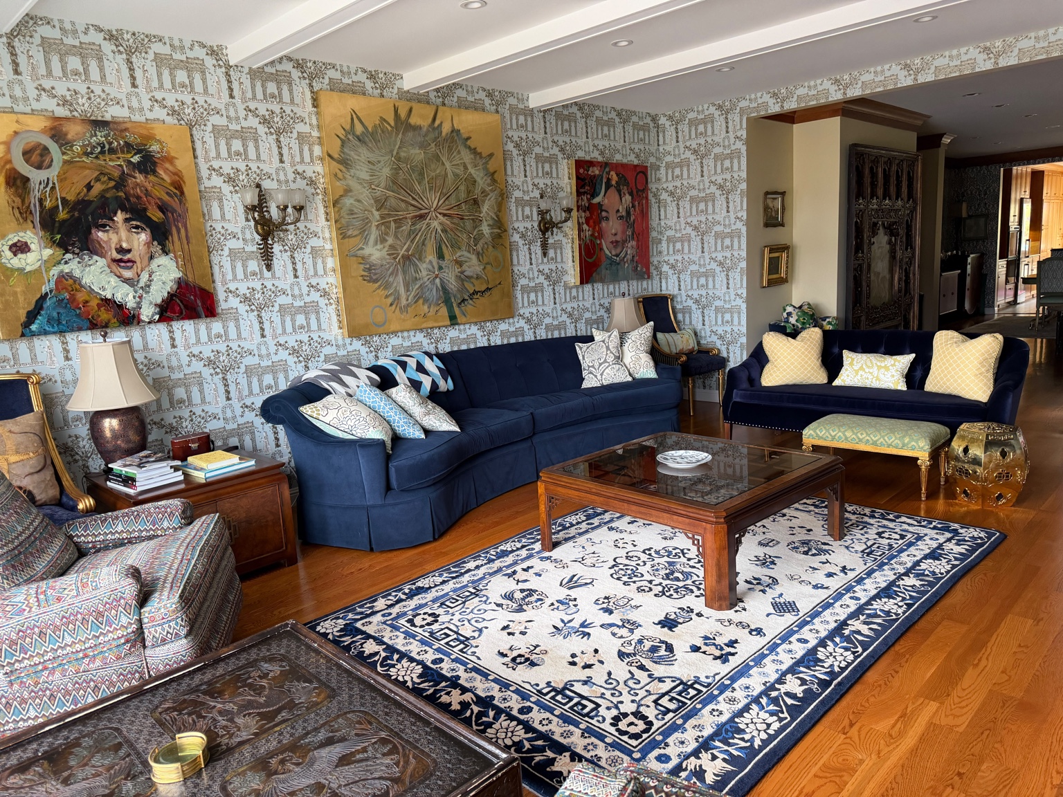 Second view of the living room with collected furnishings